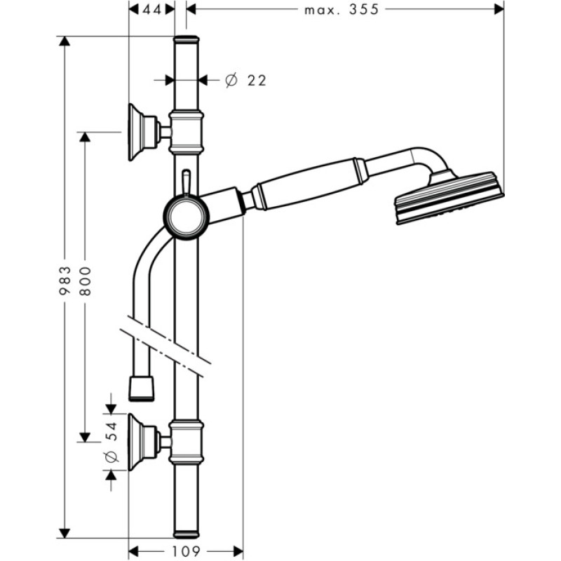 Axor Montreux Душевой набор, 0,90 м, цвет покрытия шлифованная бронза, (27982140)