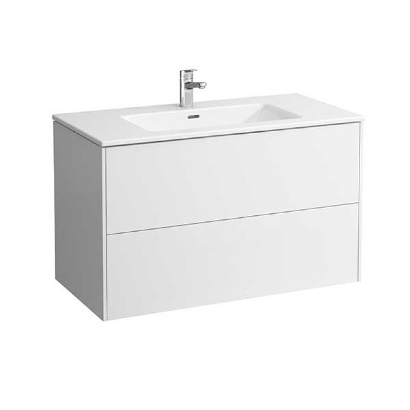 Laufen PRO S меблевий комплект: тумба+раковина 100*50см, з 1м отв. пiд змiшувач, з отв. переливу, з iнтегр. керам. поличками, (H8649622611041)