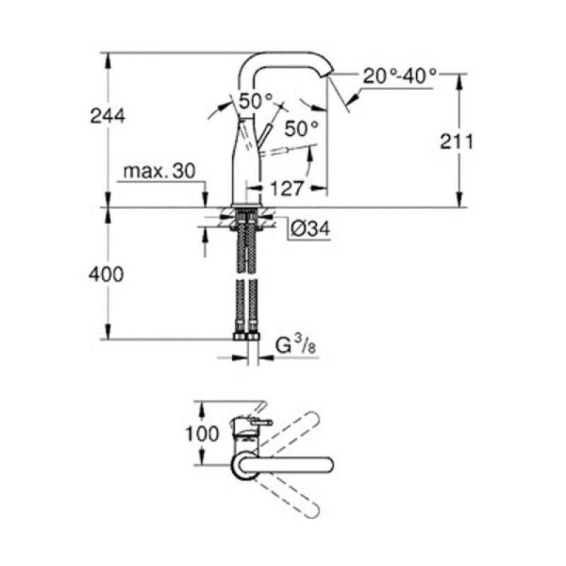 Grohe Essence New Смеситель для раковины, однорычажный, (23541001)