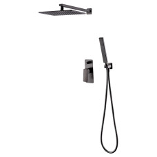 IMPRESE GRAFIKY система душова прихованого монтажу (змішувач 2 функції, душ 300*200 мм, лійка стік 1 режим, шланг 1500 мм SS), чорний нікель, (ZMK041807110)