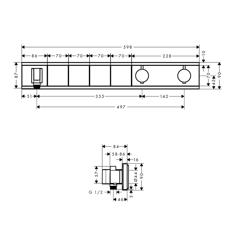 Hansgrohe RainSelect Термостат для душу, з 4 кнопками, на 4 споживача (білий / хром), (15357400)