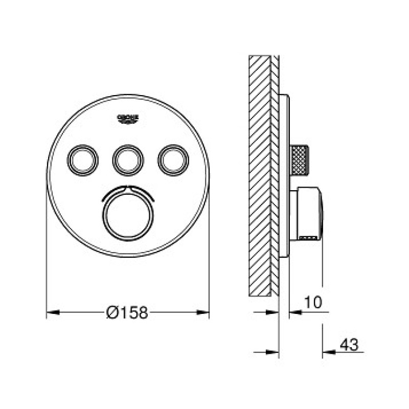 Grohe SmartControl Смеситель для душа, наружная часть, на 3 выхода, (29146000)