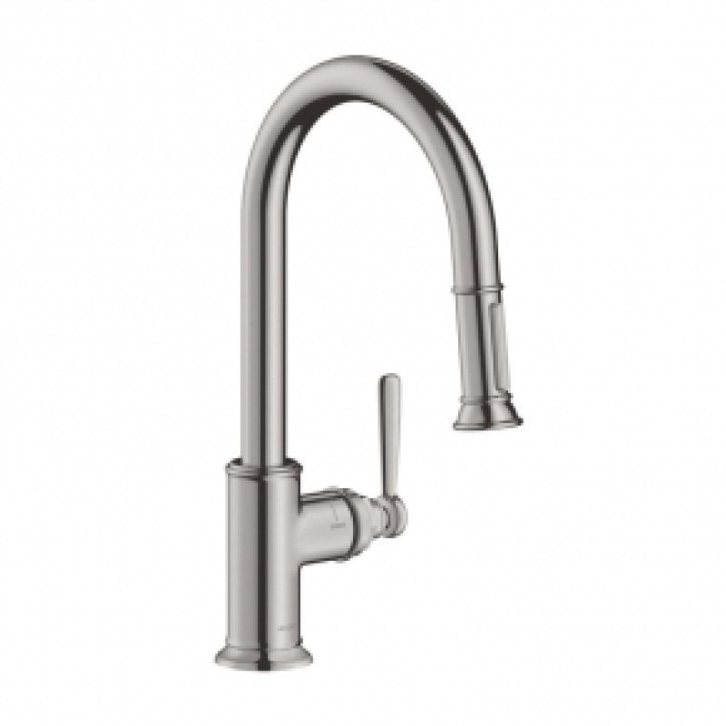 Axor Montreux Смеситель для кухни, однорычажный, с выдвижным душем цвет нерж сталь, (16581800)