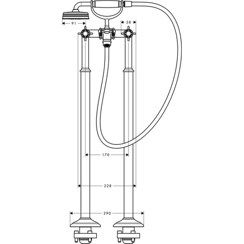 Axor Montreux Смеситель для ванны, двухвентильный, цв полир золото, (16547990)