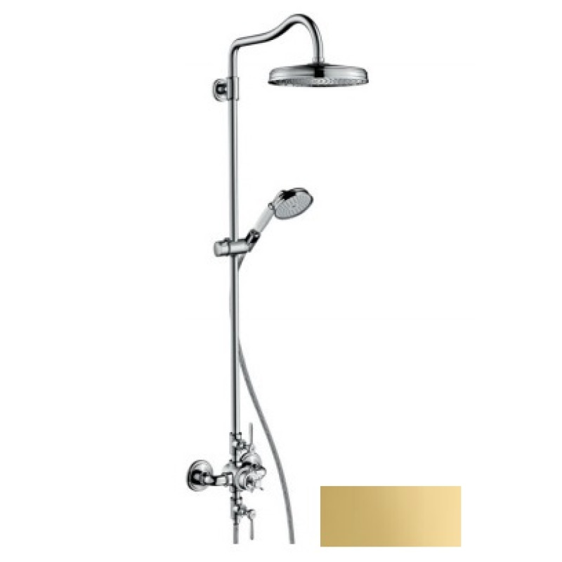 Axor Montreux Showerpipe Душевая система с термостатом и верхним душем 1jet, цв полир золото, (16572990)