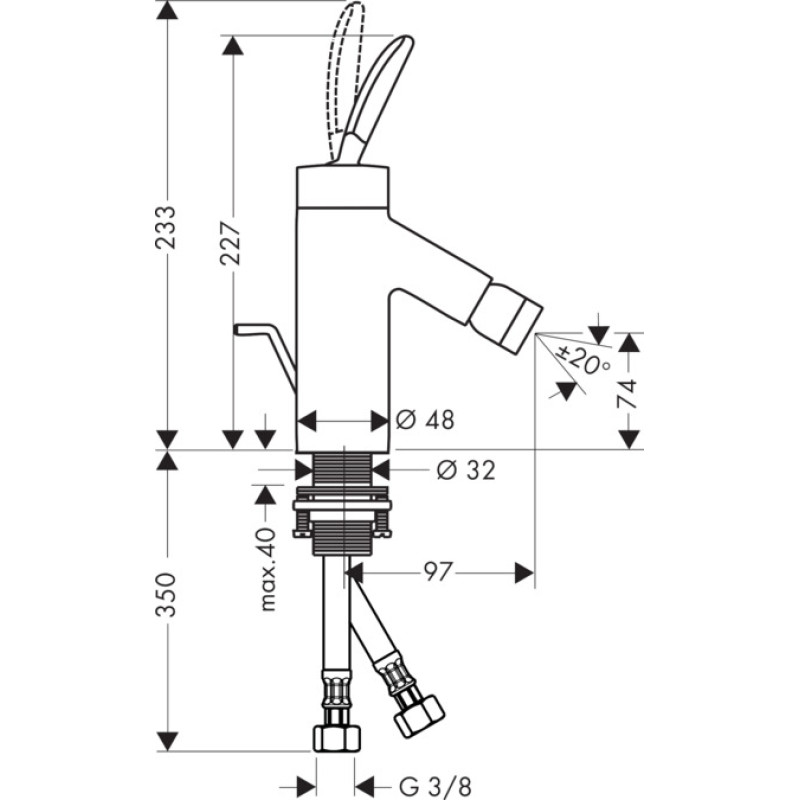 Axor Starck Смеситель для биде, однорычажный с донным клапаном, цв полир бронза, (10214130)