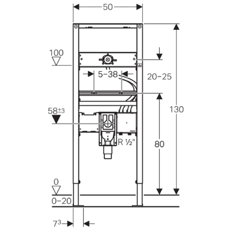 Geberit Duofix монтажний елемент для умивальника, і настінного змішувача, для прихованого функціонального блоку і сифоном, висота 130 см, (111.562.00.1)