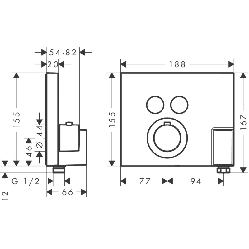 Axor Shower Select Термостат для душа, на 2 потребителя, с держателем FixFit, (36712000)
