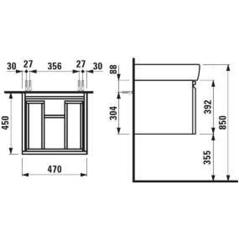 Laufen PRO тумба 47*45*39см, для умивальника H818951, з внутрiшнiм висувним ящиком, колiр бiлий глянець, (H4830240954751)