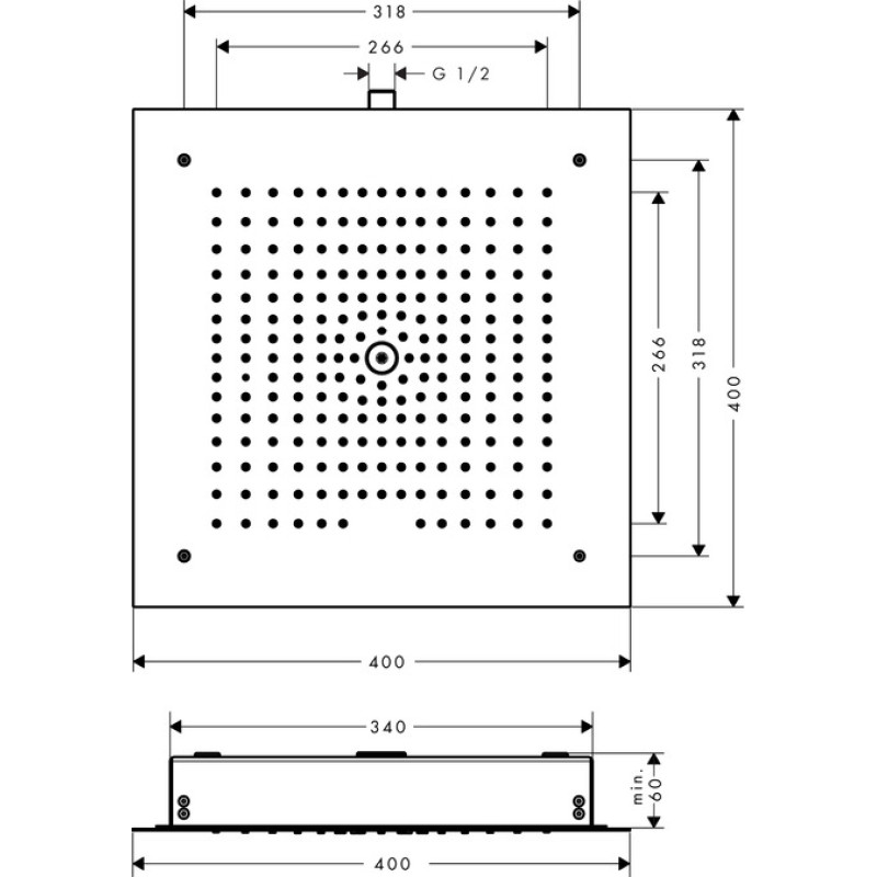 Hansgrohe Raindance E Верхній душ 400 x 400 mm Air 1jet, хром, (26252000)