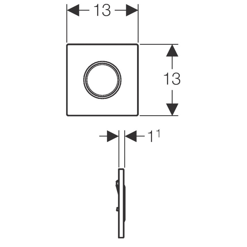 Geberit HYTOUCH ROUND Система пневматичного керування змиванням пісуара, змивна клавіша типу 10, білий/глянцевий хром, (116.015.KJ.1)
