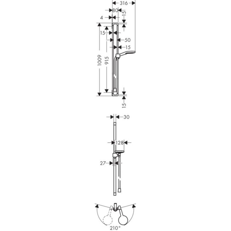 Axor Citterio E Душевой набор с ручным душем Raindance Select S 120 3jet, цвет шлиф. золото, (36735250)