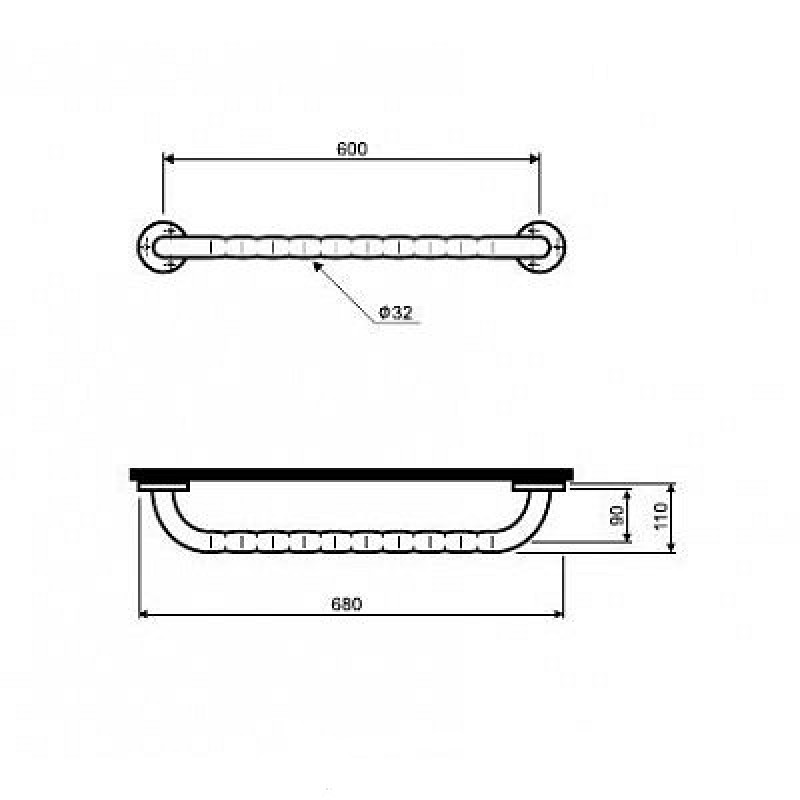 KOLO LEHNEN FUNKTION поручень 600мм, прямий, гладенька поверхня, Польша (L1000601)