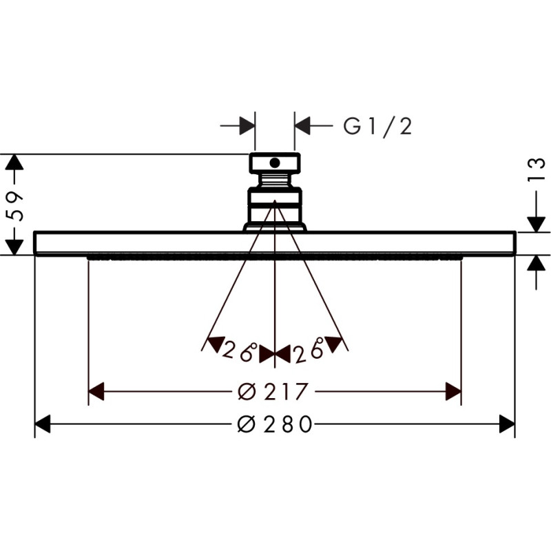 Hansgrohe Croma 280 Верхній душAir 1jet EcoSmart 9 л / хв, хром, (26221000)