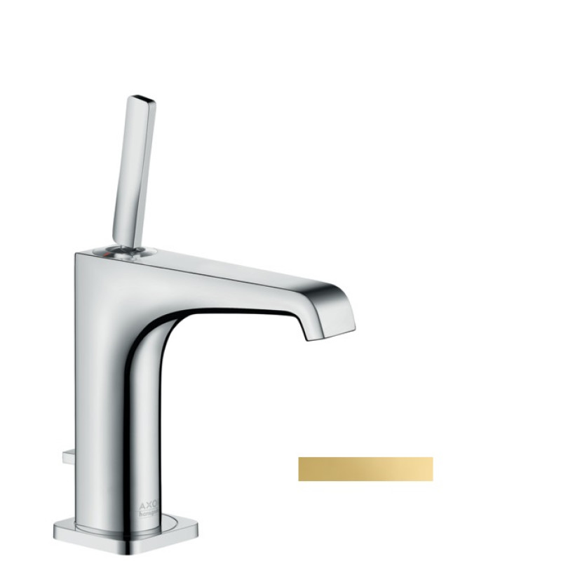 Axor Citterio E Смеситель для раковины, однорычажный 125 мм со слив. гарнитуром, кол. полированное золото, (36100990)