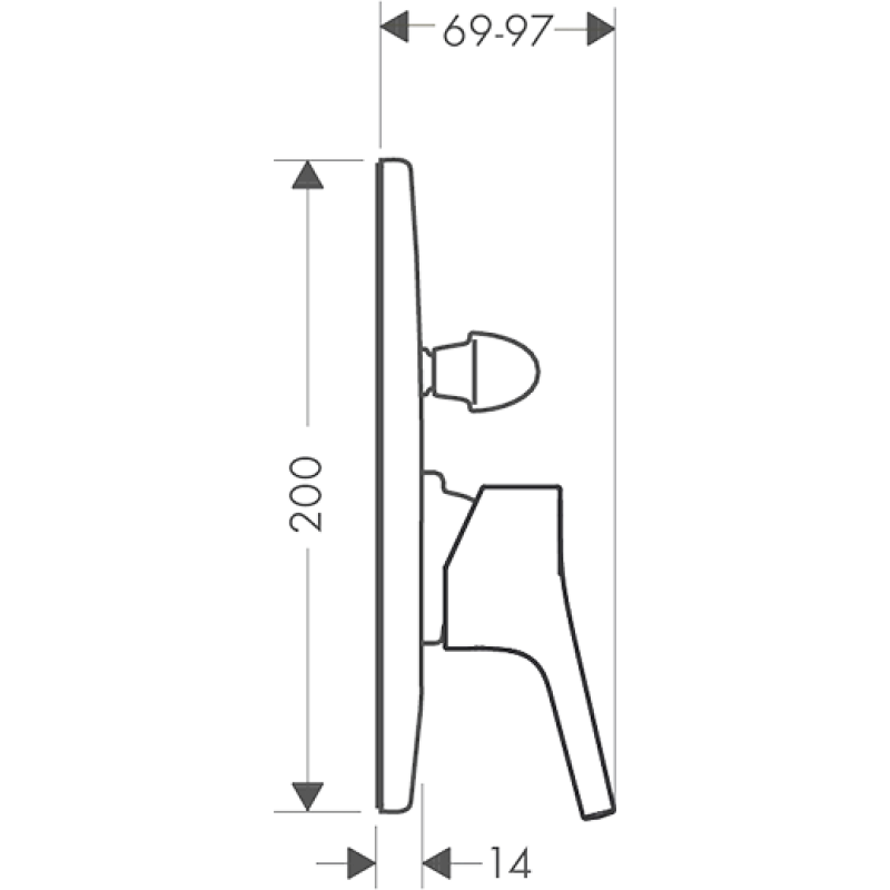 Hansgrohe Talis S Змішувач для ванни, одноважiльний, прихований монтаж, хром, (72407000)