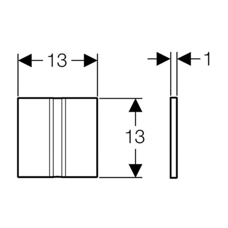 Geberit HYTOUCH SQUARE система електронного керування змиванням пісуара, живлення від батарей, захисна панель типу 50, хромований, матовий, (116.036.GH.1)