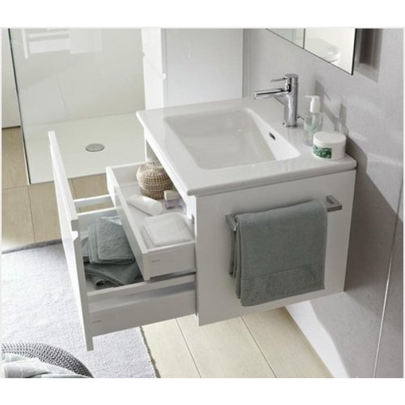 Laufen PRO S шафка 800*500мм з раковиною, 1 отв.для змішувач посередині, сифон, вис.шухляда, колір білий глянець, (H8609644751041)