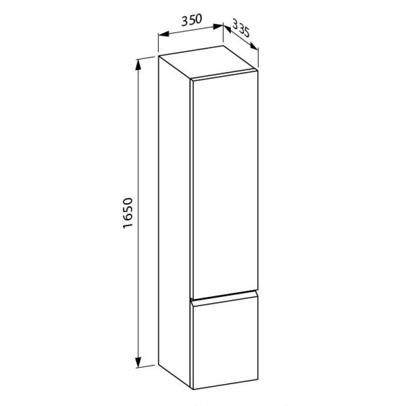 Laufen PRO S шафка 350*335*1650мм, висока, підвісна, дверні петлі праворуч, колір білий глянець, (H4831220954751)