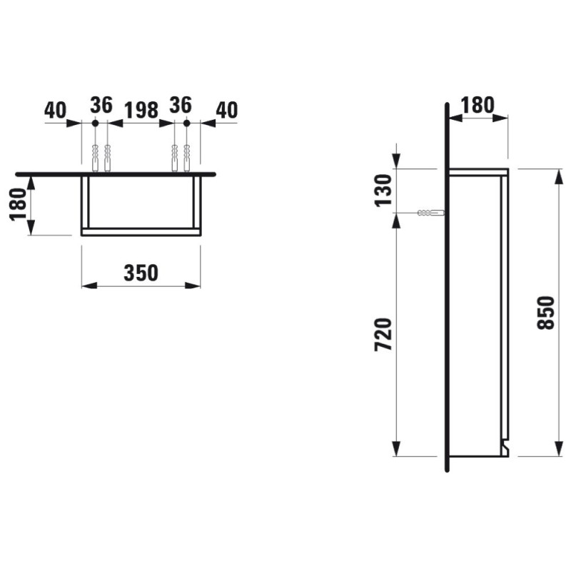 Laufen PRO шафка 350*180*850мм підвісна, дверні петлі праворуч, колір білий, (H4831140954631)