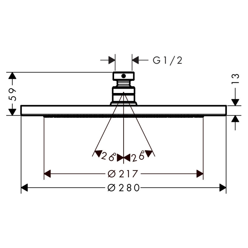 Hansgrohe Croma Верхнiй душ 280 Air 1jet, хром, (26220000)