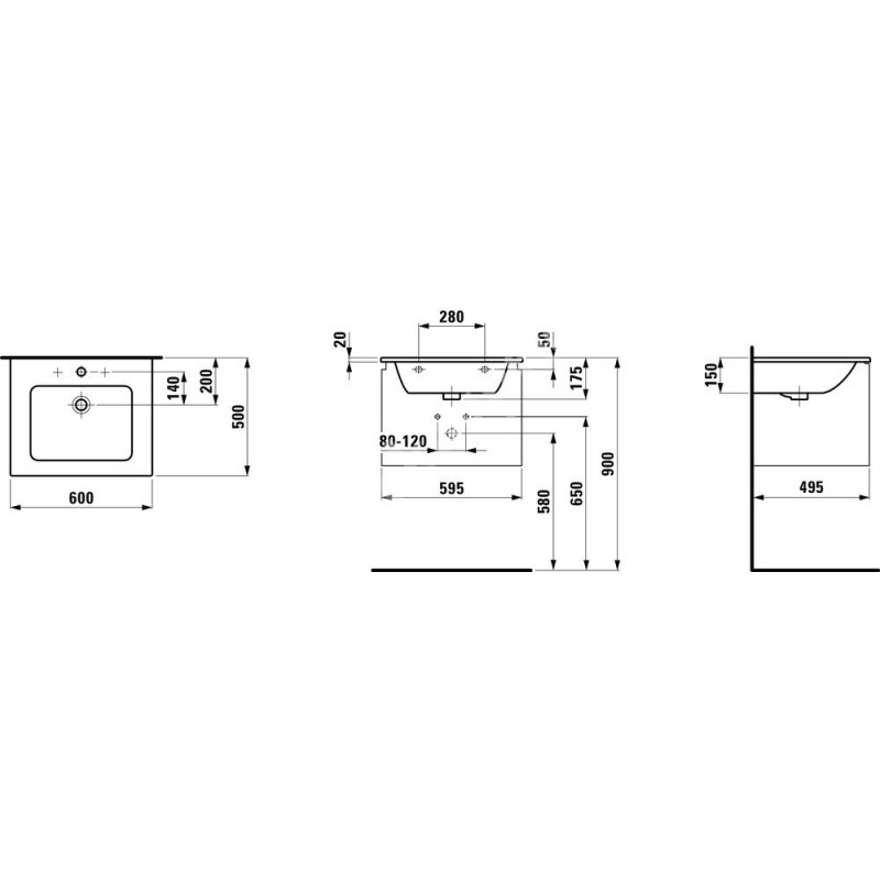Laufen PRO S шафка 60*50см з раковиною, з вис.шухлядою, компактним сифоном, колір білий матовий, (H8609624631041)