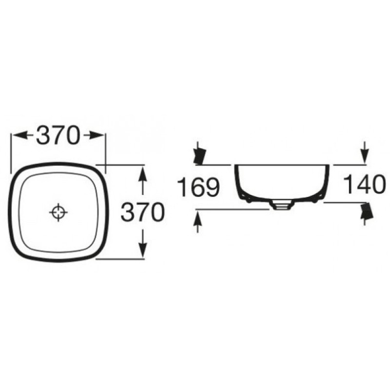 ROCA INSPIRA раковина-чаша 370*370мм, Soft, з керамiчною кришкою донного клапану, (A327502000)