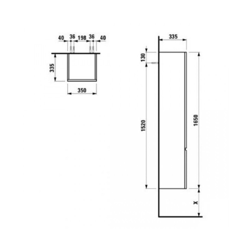 Laufen PRO пенал 350*335*1650мм, пiдвiсний, двернi петлi злiва, колiр венге, (H4831210954231)
