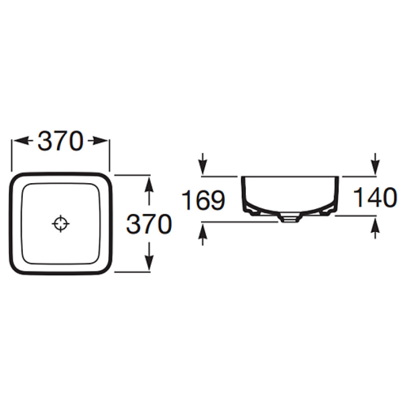 ROCA INSPIRA раковина-чаша 370*370мм, Square, з керамiч. декоративною кришкою донного клапану, (A327532000)