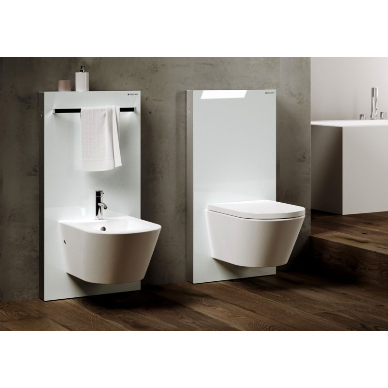 Geberit Monolith Монтажный модуль для напольного унитаза, 101 см, подключение под углом 90 градусов, белое стекло, (131.001.SI.5)