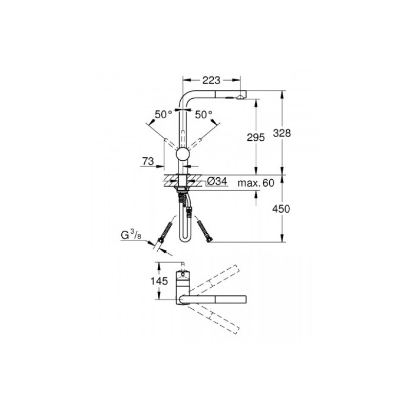 Grohe Minta Смеситель для кухни однорычажный, DN 15, хром, (30274000)