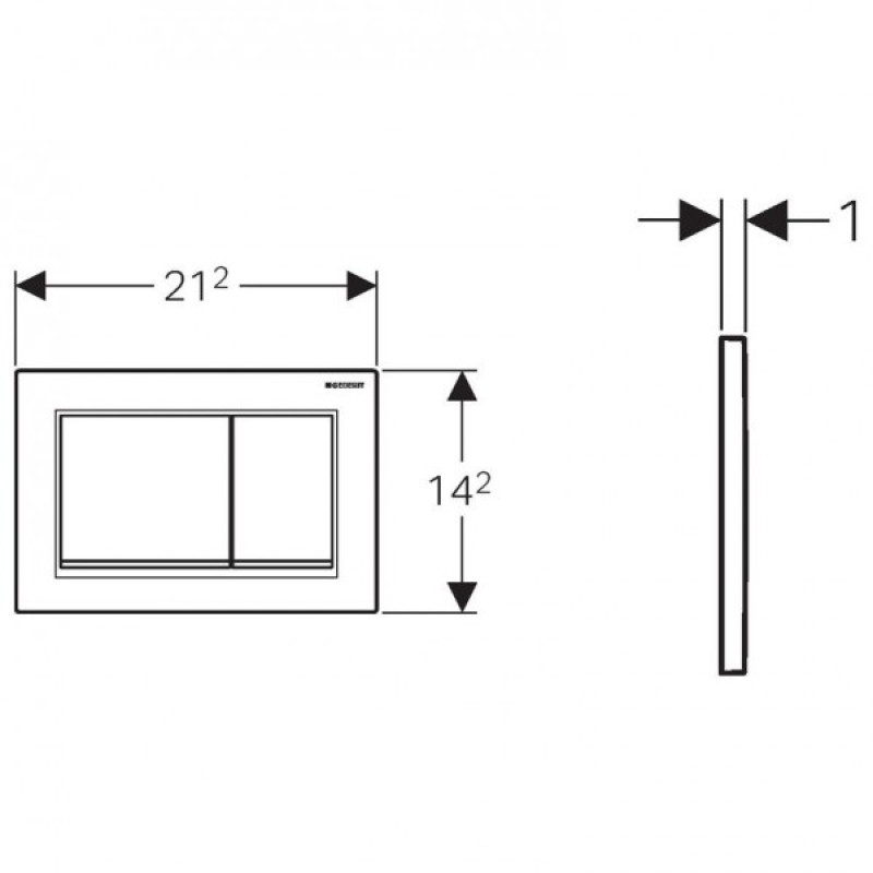 Geberit OMEGA20 SQUARE змивна клавішадля подвійного змиву,чорний /глянцевий хром, (115.080.KM.1)