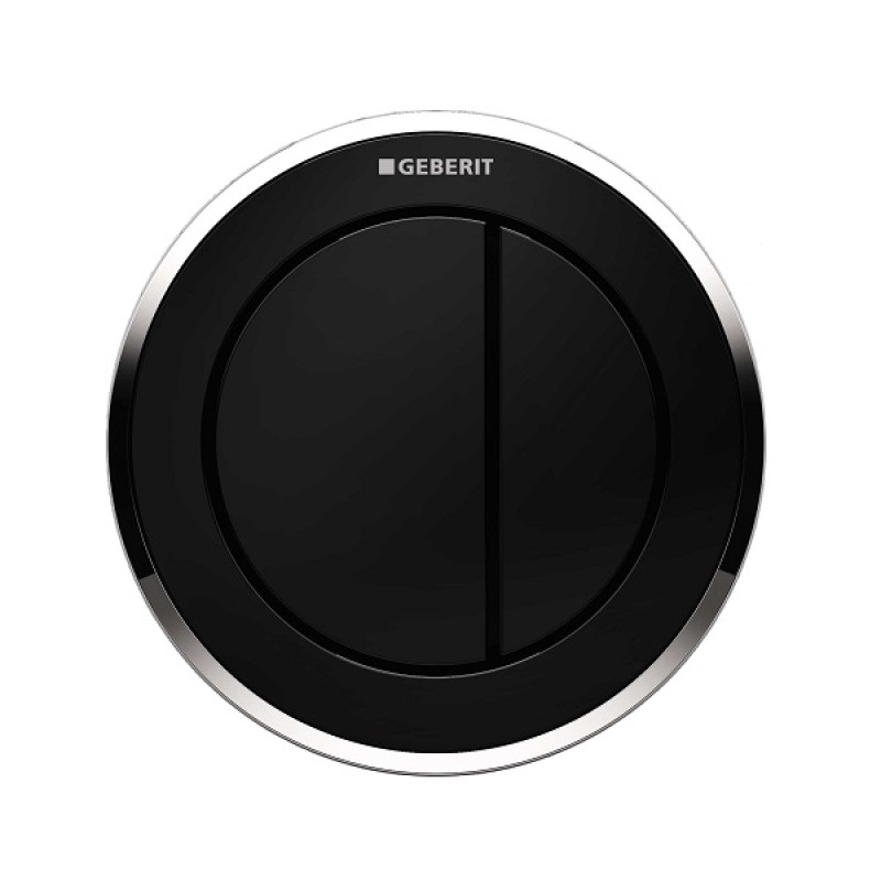 Geberit TYPE10 ROUND механізм дистанційного змиву, пневматичний,для подвійного змиву, клавіша прихованого монтажу, чорний/глянцевий хром, (116.055.KM.1)