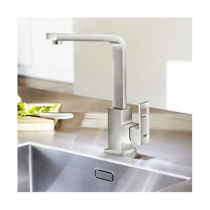 Grohe Eurocube Смеситель для кухни однорычажный, DN 15, кол. Supersteel, (31255DC0)