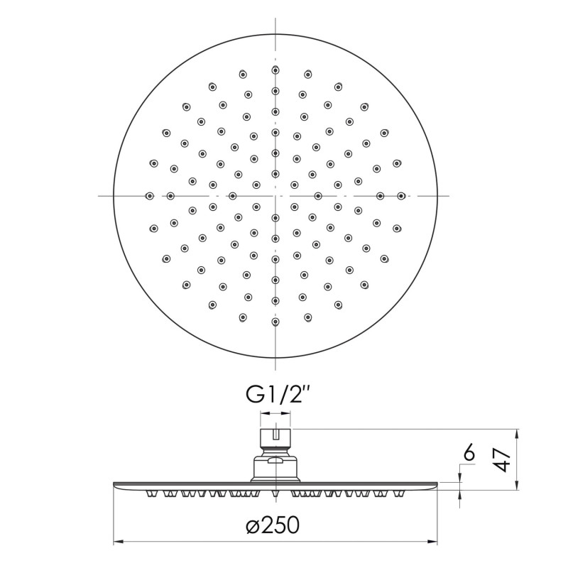IMPRESE Душ верхній 250 мм, сталь, (S250SS6)