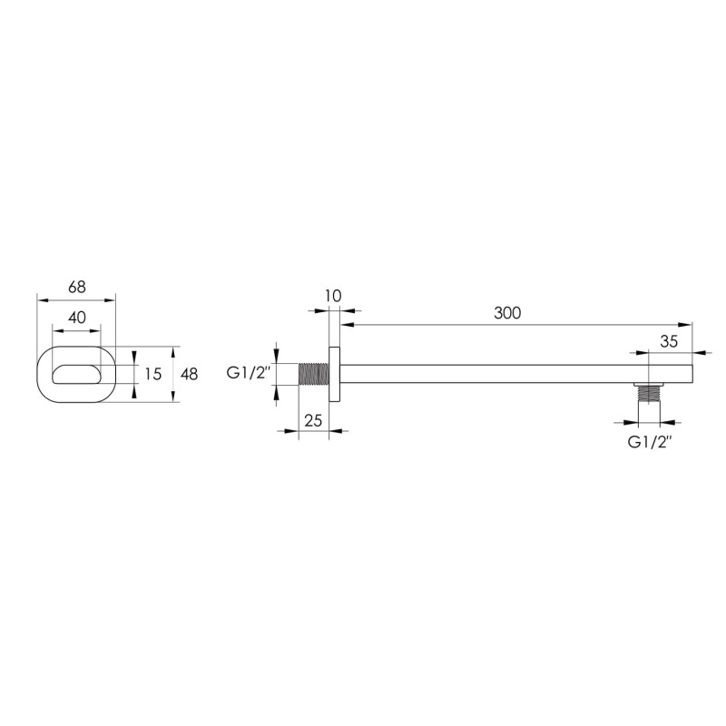 IMPRESE тримач душовоi лiйки 300 мм , латунь, (SH01-300B)