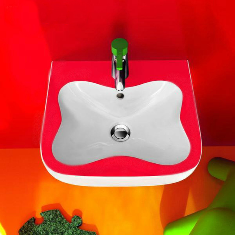 Laufen FLORA KIDS мiнi-раковина 45*41см, з 1-м отвором пiд змiшувач, колiр бiлий/червоний, (H8150310621041)