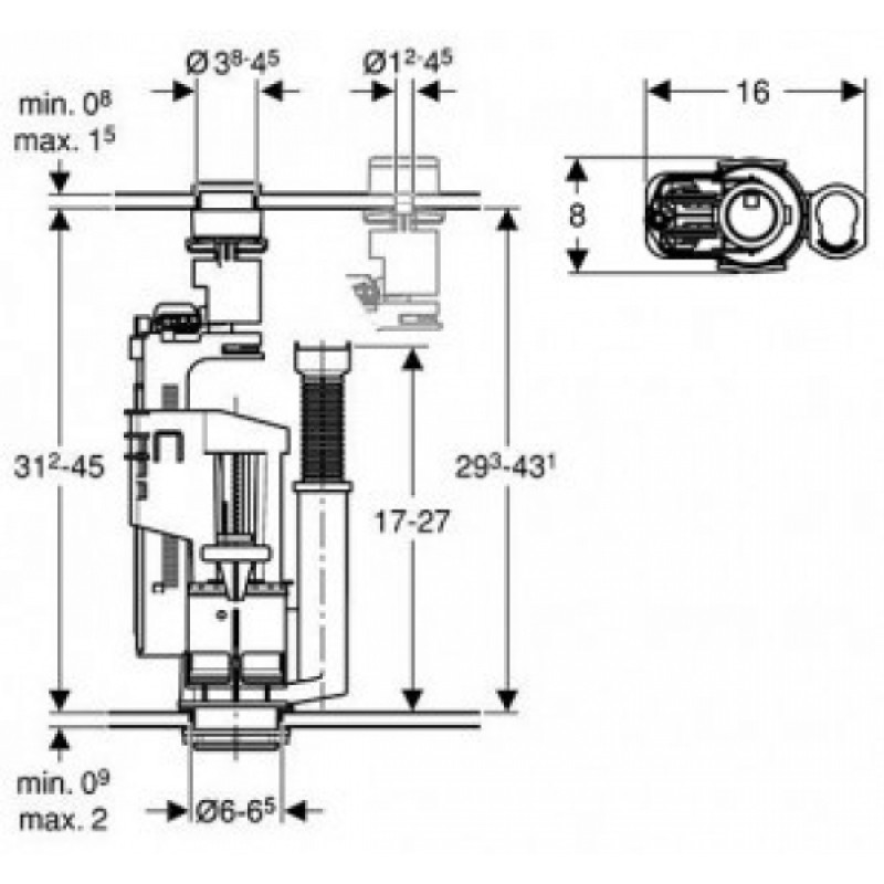 Geberit Сливной клапан, двойной смыв, (282.303.21.2)