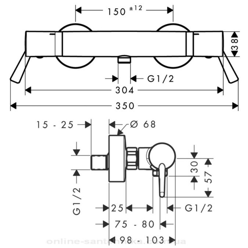 Hansgrohe Talis Care Термостат для душа Ecostat Comfort Care, наружный монтаж, хром, (13117000)