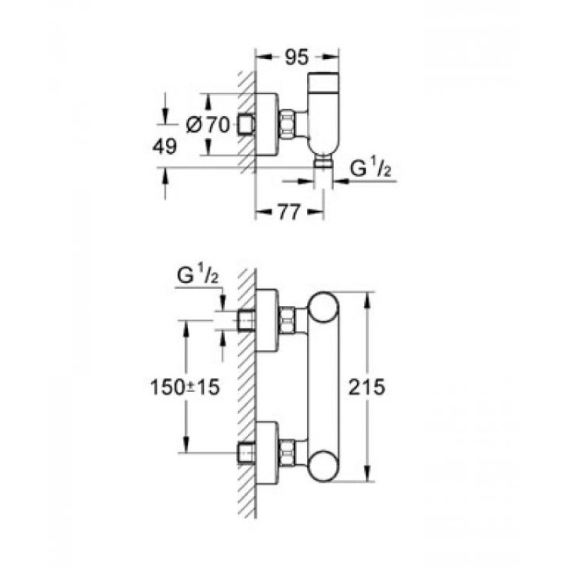 Grohe Eurosmart Cosmopolitan T Смеситель для душа 1/2 автоматический с ограничителем температуры, хром, (36320000)