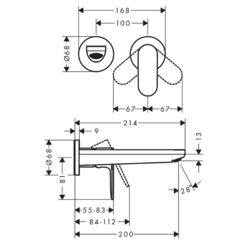 Hansgrohe Смеситель однорычажный для раковины Rebris S 200 мм (72528000)