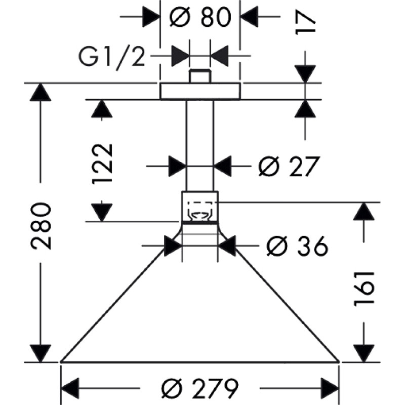 Axor FrontВерхній душ 240 2jet з кріпленням зі стелі, хром, (26022000)