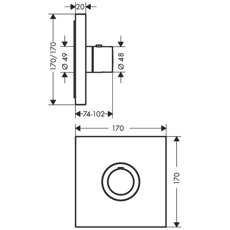 Axor ShowerSelect Square Термостат для душу, (36718000)
