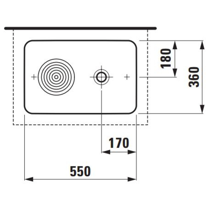 Laufen VAL Умивальник накладний 550 * 360, з полицею, без отверу під змішувач, білий, (H8122820001091)