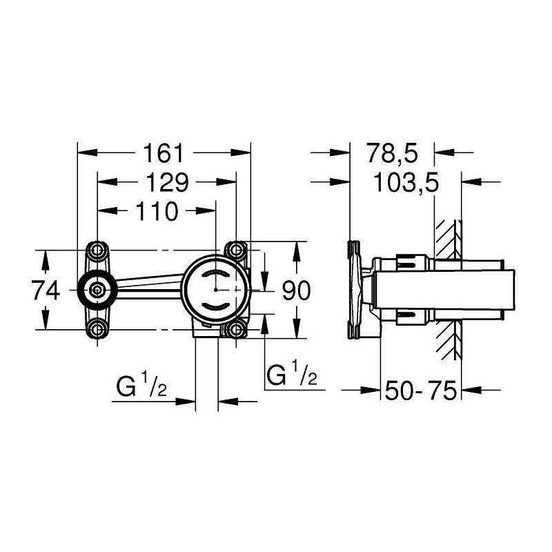 Grohe Eurodisc Joy Скрытая часть смесителя для раковины, (23429000)