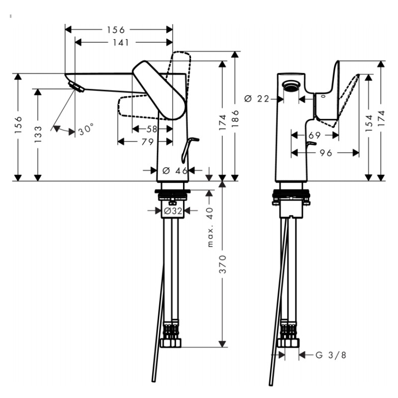 Hansgrohe Talis E 150 Змішувач для раковини, одноважiльний, хром, (71754000)