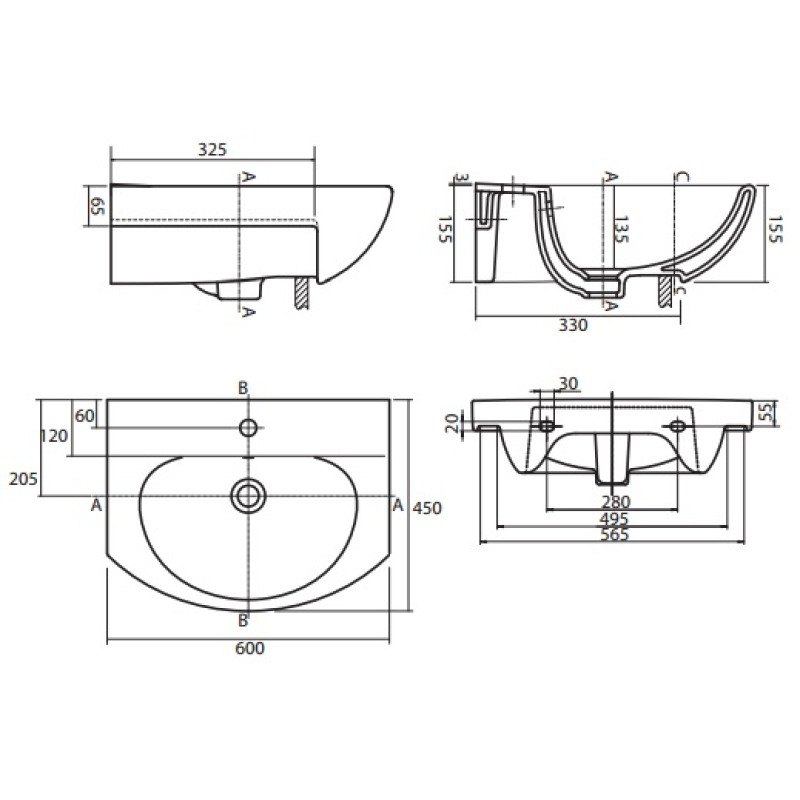 KOLO RUNA раковина мебельная 60см, Украина (L81960000)