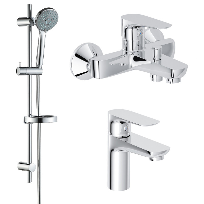 IMPRESE KIT 20080 набір змішувачів (3 в 1), змішувач для умивальника, змішувач для ванни, душовий гарнітур, (kit20080)