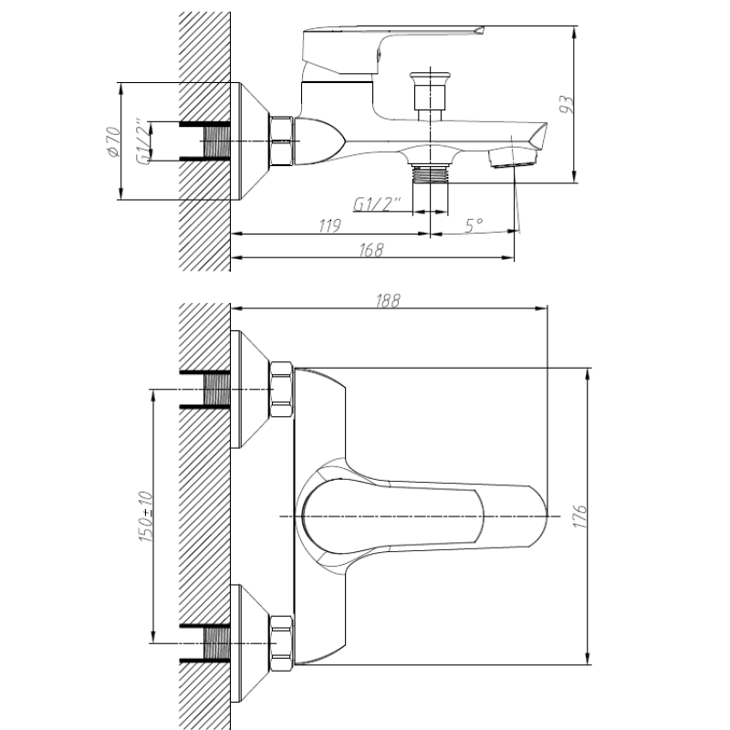 IMPRESE KIT 21081 набір змішувачів (3 в 1), змішувач для умивальника, змішувач для ванни, душовий гарнітур, (kit21081)