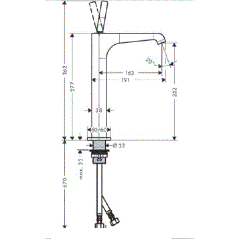 Axor Citterio E Смеситель для раковины, однорычажный, (36104000)